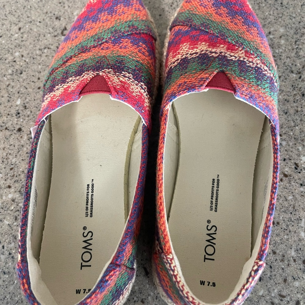 Toms Women’s Alpargata Multi Color Rope Espadrille Slip on Sneaker Size 7.5 - Picture 7 of 9